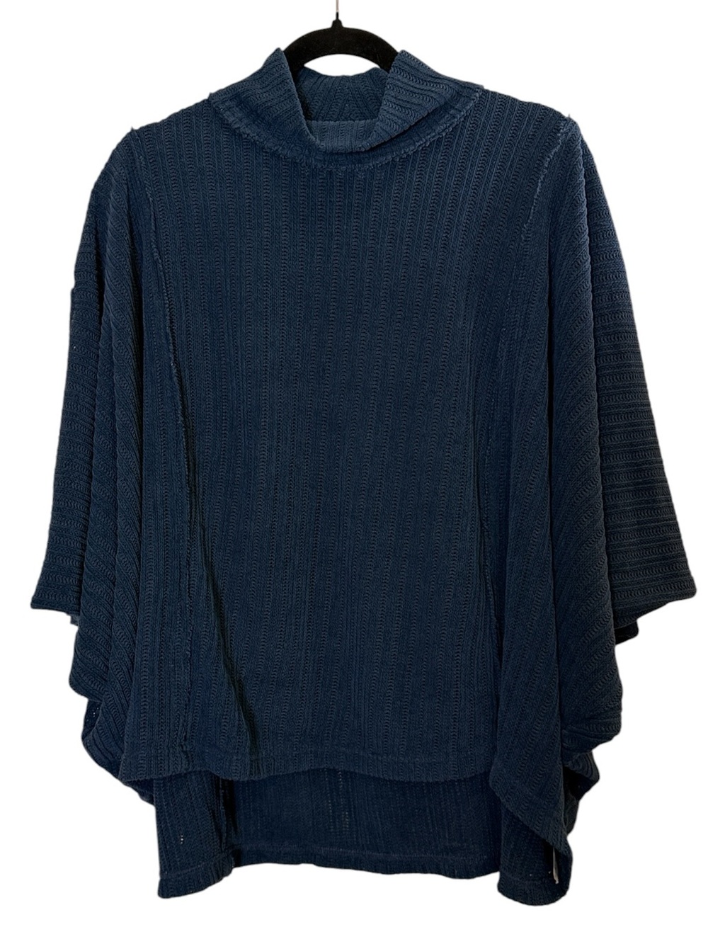 FP Beach Women’s Rich Navy Oversized Chenille Cocoon Knit Poncho Sweater sz S
